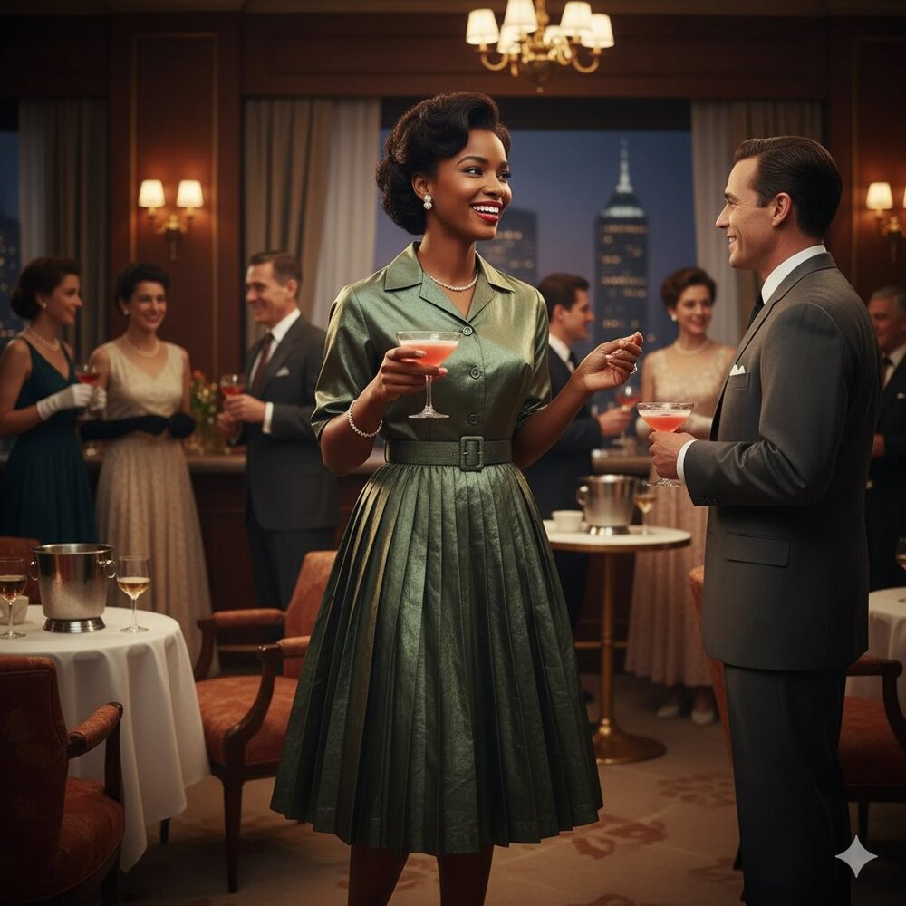 True Vintage 1950s Emerald Green Silk Cocktail Party Dress Prom Dress Satin